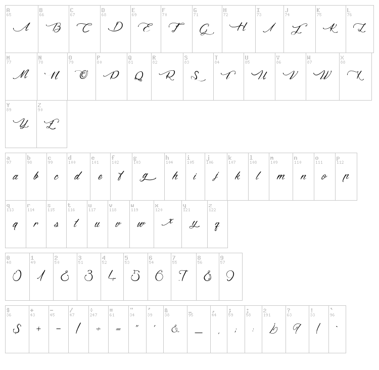 Dragon is Coming font map